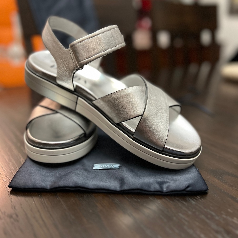 Prada Silver Sandals size 37.5 - Picture 3 of 4